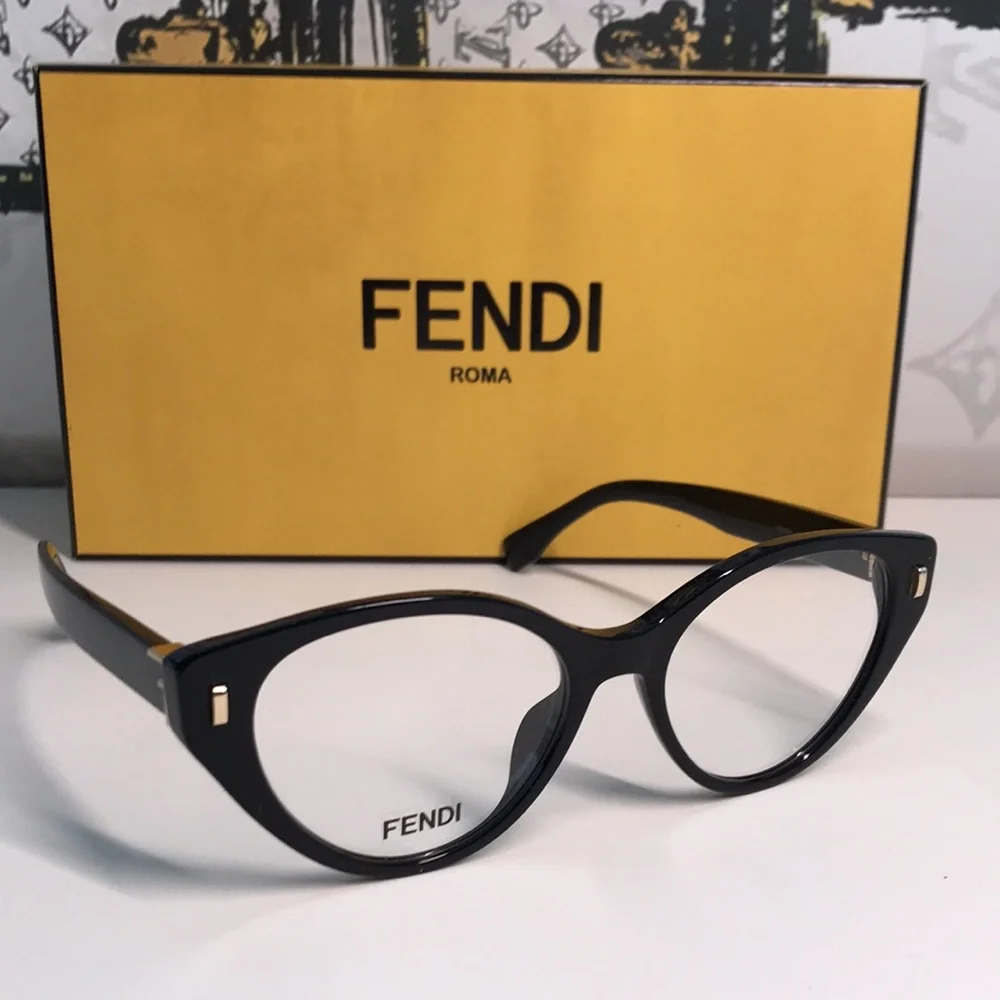 NEW Authentic Fendi FE50020I 001 Cat-Eye Eyeglasses – Shiny Black
